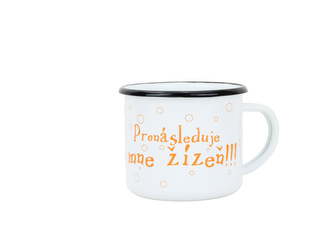 BELIS Smaltovaný hrnek 8 cm/0,35l, bílý "žízeň" v krabičce