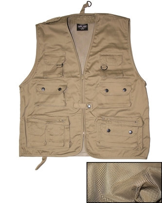 Vesta JAGD se síťkou na lov nebo rybaření - khaki, S