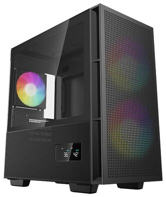 DEEPCOOL skříň CH360 Digital / mATX / 140mm +120 mm fan / USB 3.0 / USB-C /  mesh panel / prosklená bočnice / černá DEEPCOOL skříň CH360 Digital / mATX / 140mm +120 mm fan / USB 3.0 / USB-C /  mesh panel / prosklená bočnice / černá