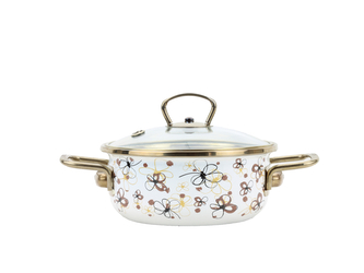 BELIS Smaltovaný rendlík se skl. poklicí PREMIUM krémový 16 cm/1,25l BELIS Smaltovaný rendlík se skl. poklicí PREMIUM krémový 16 cm/1,25l