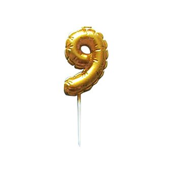 SVÍČKA BALÓNEK "9" 3,7X5,9CM ZÁPICH DO DORTU ZLATÁ