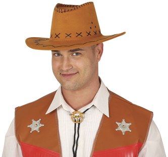 Světle hnědý kovbojský klobouk z umělé kůže