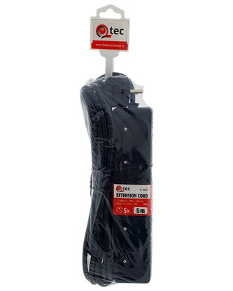 Prodlužovací přívod černý 5 zásuvek, 5m, Q-365F QTEC
