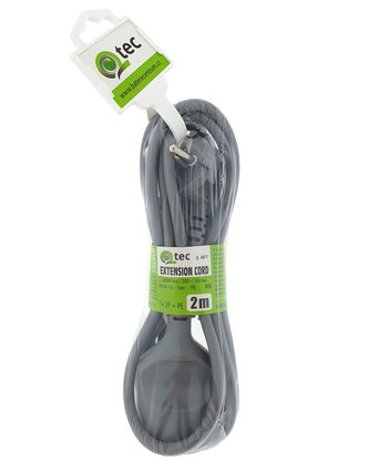 Prodlužovací přívod šedý 1 zásuvka, 2m, Q-407F QTEC