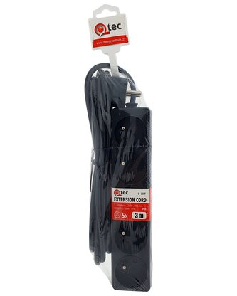 Prodlužovací přívod černý 5 zásuvek, 3m, Q-359F QTEC