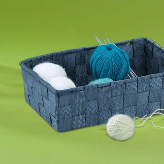 KELA Košík Alvaro PP vláknová stuha kouřově modrá 29,5x20,5x8,5cm KL-24376