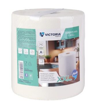 Papírové utěrka "Fine XXL“, 2 vrstvé, role, 500 útržků, VICTORIA HYGIENE 852712