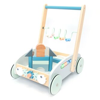 UMU® Dětské chodítko 5 v 1 - Chodítka pro deti, Dřevěná hračka Jemně Modrá