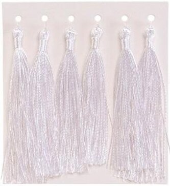 Frędzelki chwosty ozdobne białe 8cm 6szt