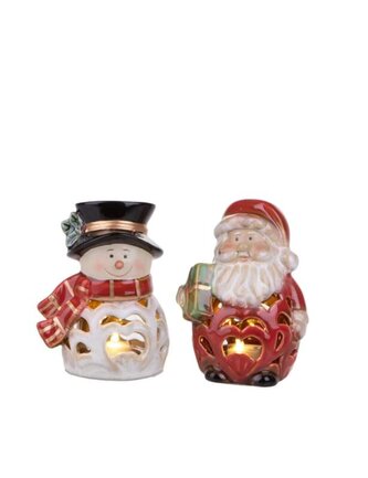 Porcelánové figurky Sněhulák a Santa Claus 12cm BRANDANI