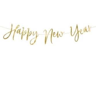 Baner Happy New Year złoty 66x18cm