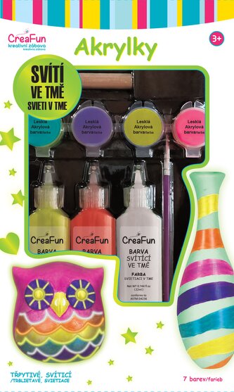CreaFun - Svítící akrylové barvy 7 barev