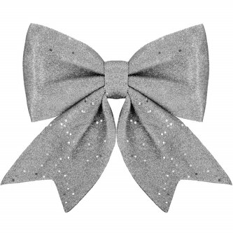 Vánoční mašle s flitry 30x27,5cm stříbrná, vánoční dekorace