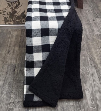 Deka beránek, Skandinávské káro, bíločerná, 150 x 200 cm