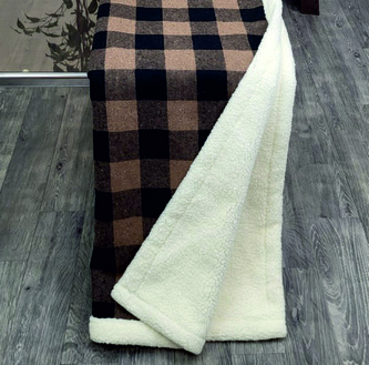 Deka beránek, Skandinávské káro, hnědá, 150 x 200 cm