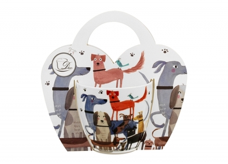 Porcelánový hrnek Pes na procházce 460 ml v dárkové taštičce