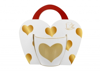 Porcelánový hrnek Gold Heart 460 ml v dárkové taštičce