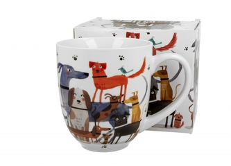 Porcelánový hrnek XXL Pes na procházce 1000 ml v dárkové krabičce