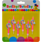 Narozeninová svíčka s JEDNOROŽCEM a držákem 6ks