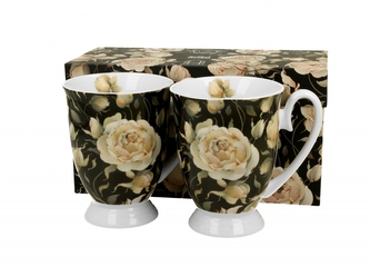 Porcelánový hrnek English Roses Black 340 ml, 2 ks v krabičce