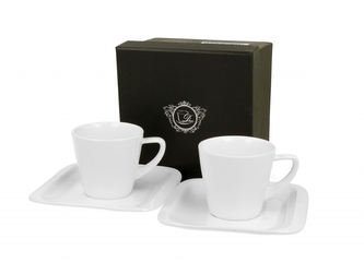 Porcelánový hrnek espresso s podšálkem Infinity 80 ml, 2 ks v dárkové krabičce