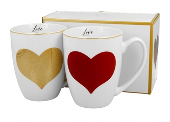 Porcelánový hrnek Hearts 360 ml, 2 ks v dárkové krabičce