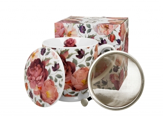 Porcelánový hrnek byliňák Spring roses white 510 ml v dárkové krabičce