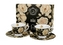 Porcelánový hrnek s podšálkem English Roses Black 100 ml, 2 ks v krabičce