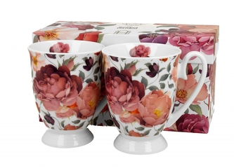 Porcelánový hrnek Spring roses white 340 ml, 2 ks v dárkové krabičce