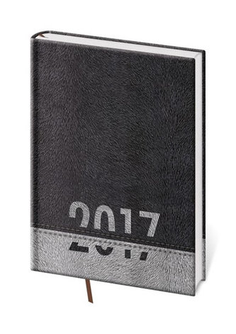 Diář 2017 - Ponny/denní A5 černá/šedá