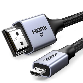 Kabel Ugreen HD164 15517 micro HDMI / HDMI 2.1 8K 2m  - szary Kabel Ugreen HD164 15517 micro HDMI / HDMI 2.1 8K 2m  - szary