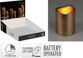 LED svíčka 5x6,5 cm s časovačem champagne