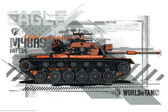 Plakát, Obraz - World of Tanks - Patton, 91.5 × 61 cm