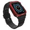 Protect Strap Band opaska z etui do Apple Watch 7 / 6 / 5 / 4 / 3 / 2 / SE (45 / 44 / 42mm) obudowa pancerny pokrowiec na zegarek czarny / czerwony