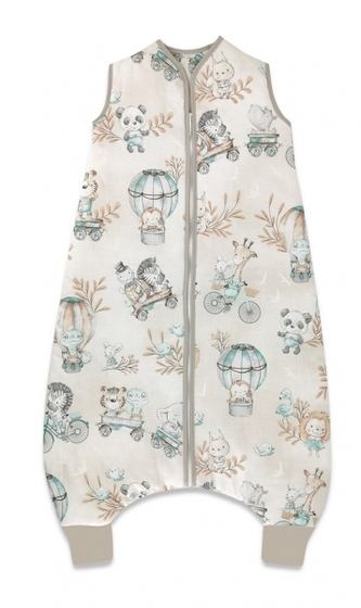 Spací vak s nohavičkami, oteplený, 103 cm, vel. M, ZOO na cestách, cappuccino/mátová; M (2,5r-6l)