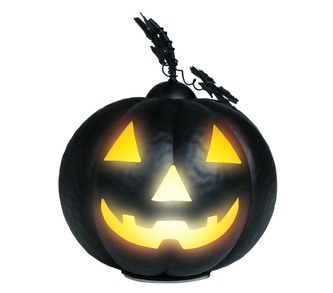Kovová černá svítící dýně 16 cm