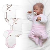 Rostoucí výhodná sada, 3x Body zap. bokem Nature - růžová/béžová/taupe, vel. 62/68; 62/68 (3-6m)