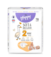 Happy Soft&Delicate 2 dětské pleny 3-6kg 78ks