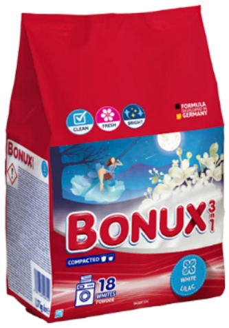 Bonux White Lilac prací prášek na bílé prádlo, 18 praní 1,17 kg