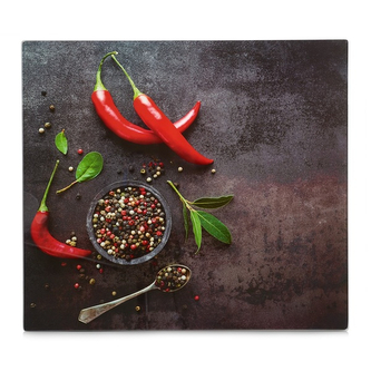 ZELLER Skleněná řezací deska motiv chilli 56x50cm