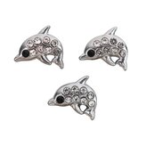 Strieborný delfín s kamienkami Prívesok na náramok 5 ks