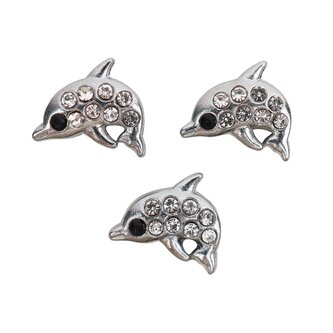 Strieborný delfín s kamienkami Prívesok na náramok 5 ks