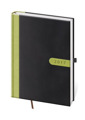 Diář 2017 - Bora/denní A5 černo/zelená