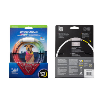 Nabíjecí LED bezpečnostní svítící obojek se šátkem Nite Ize NiteHowl Bandana- Disc-O Select Red