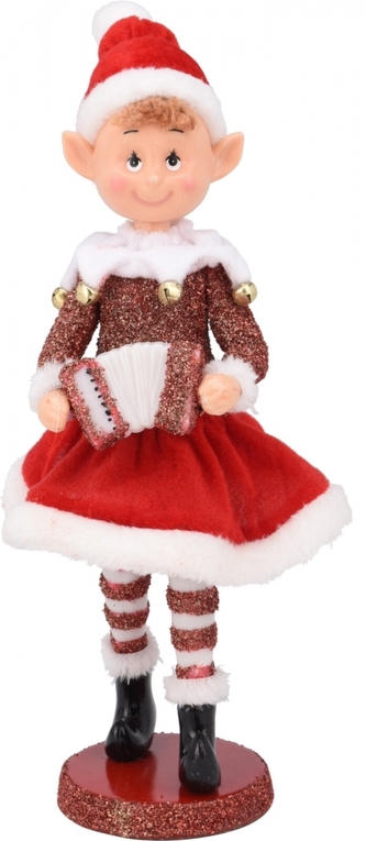 Stojící elf holka 30 cm červený