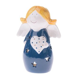 Keramický anděl - svícen, modrá, 1/12