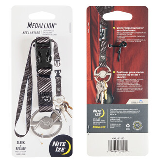 Oboustranná karabina se šňůrkou Nite Ize Medallion™ Key Lanyard