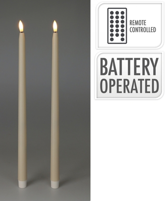 Sada 2 ks - LED kónická svíčka s časovačem, krémová, 38x2 cm