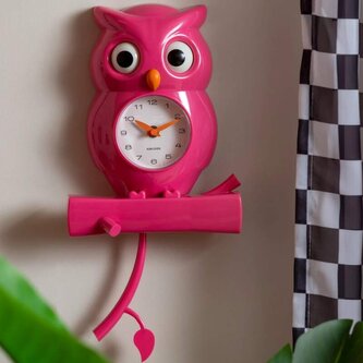 Nástěnné hodiny s kyvadlem sova OWL růřová KARLSSON