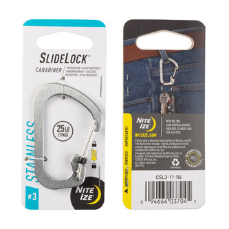Nite Ize SlideLock Stainless Steel Ocelová karabina s pojistkou #03 nerez